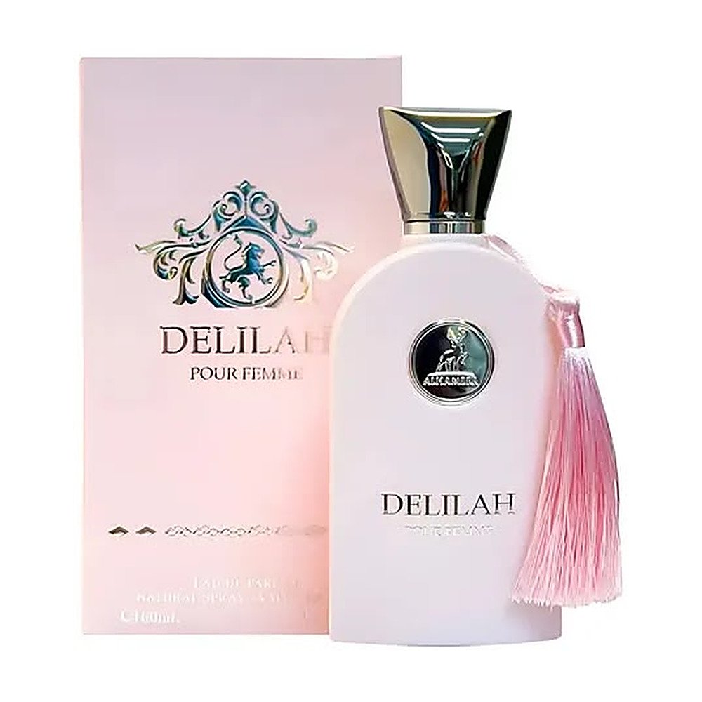 Delilah Pour Femme da Maison Alhambra, perfume feminino de 100ml, frasco e embalagem