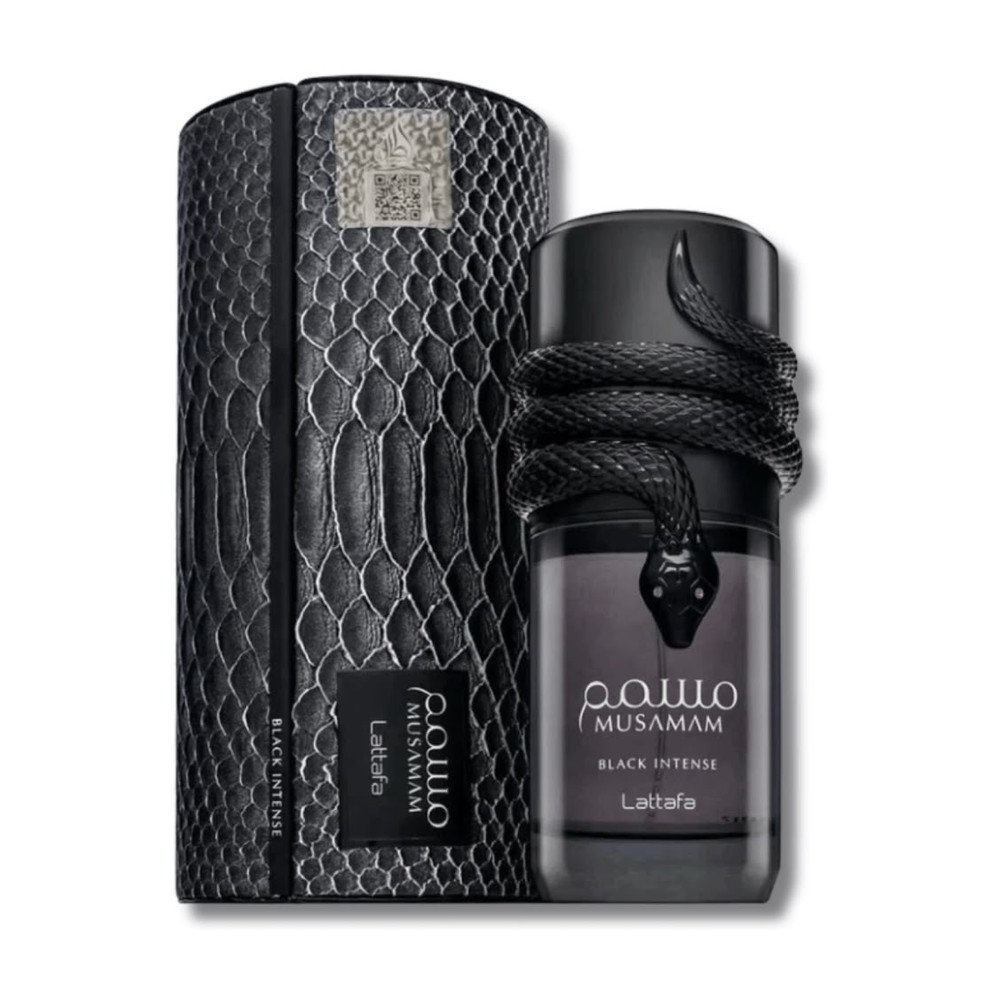 Musamam Black Intense da Lattafa, perfume masculino de 100ml